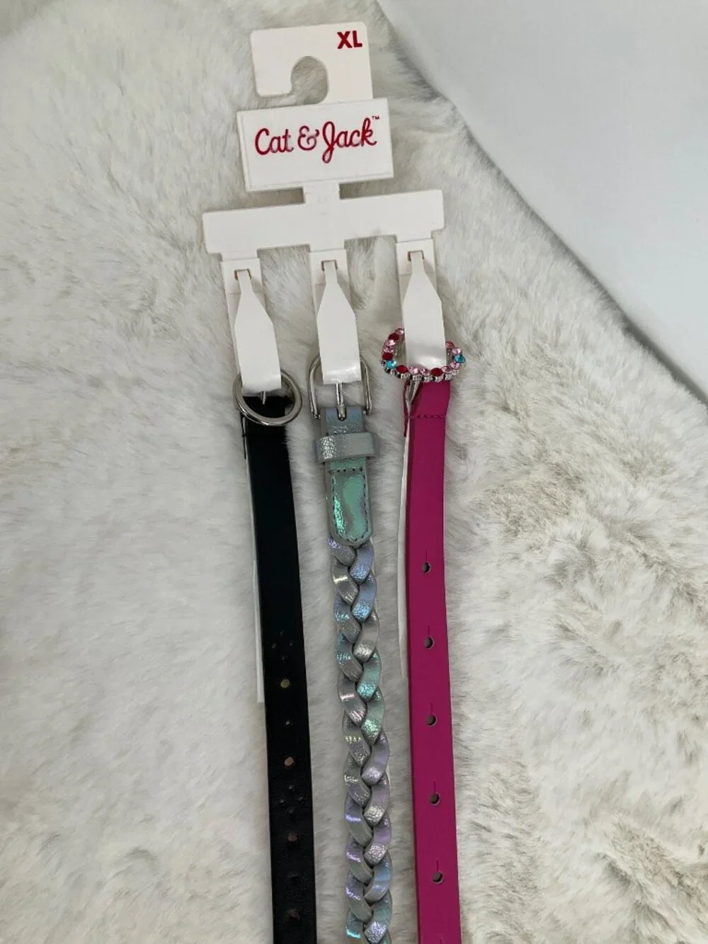 Cat & Jack size XL X-Large 3-piece Adjustable belt set, girl's Rainbow, pink
